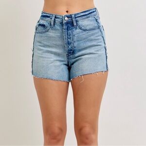 ⭐️ Hello Judy Blue! High Waist Rigid Magic Cut Off Denim Shorts w/Raw Side Seams